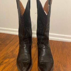Vintage Black Leather Cowboy Boots